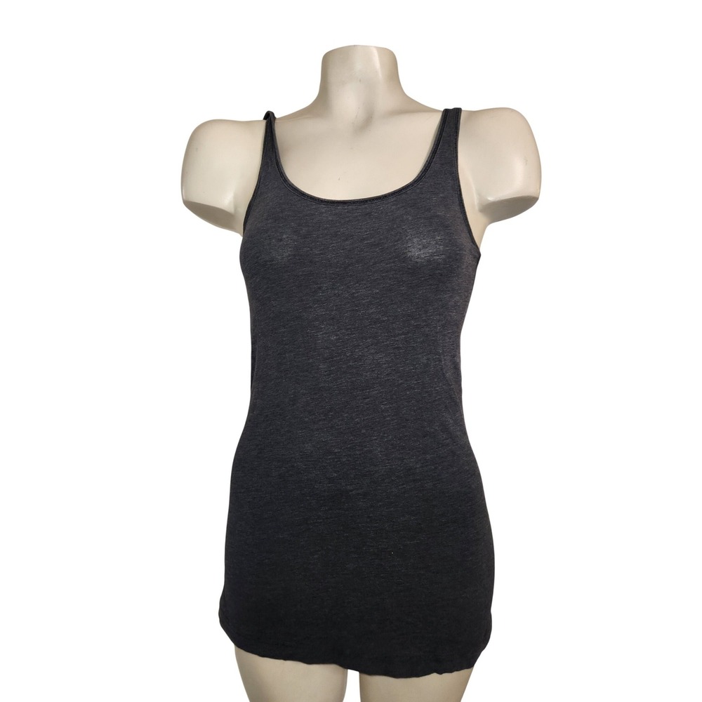 Lululemon Womens Heathered Charcoal Grey Scoop Neck Athletic Tank Top Logo